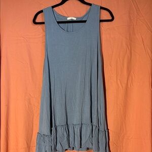 Easel Blue Tank Top with Ruffle Hem